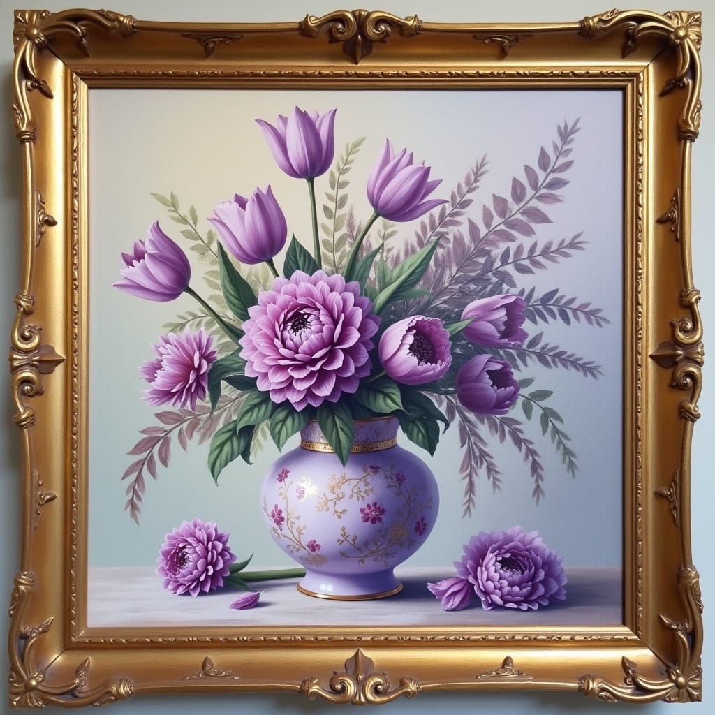 Ethereal Still Life in Ornate, Gold-Gilded Style