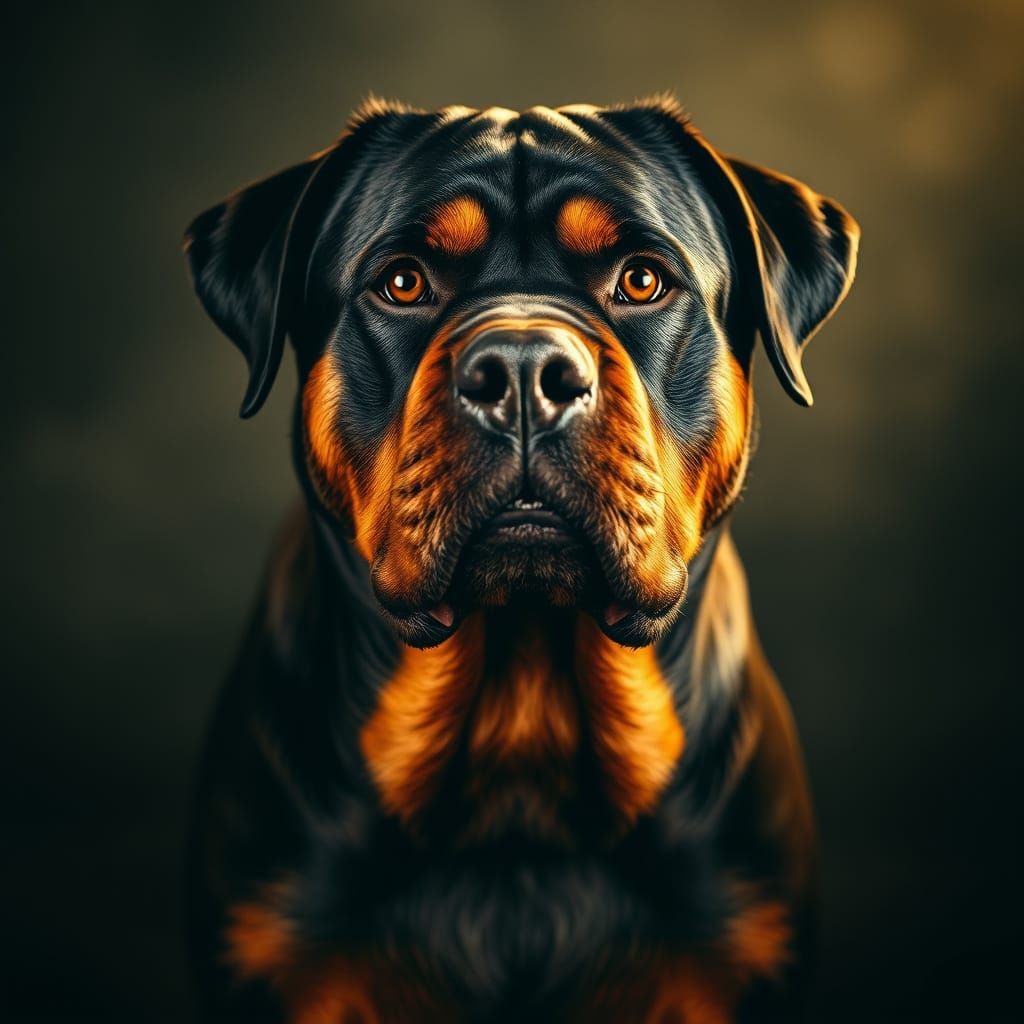 Majestic Rottweiler in Cinematic Film Still Style