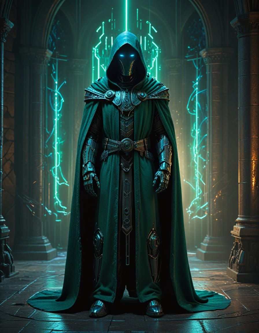 Male Robot in Cloak, Sci-Fi Concept Art