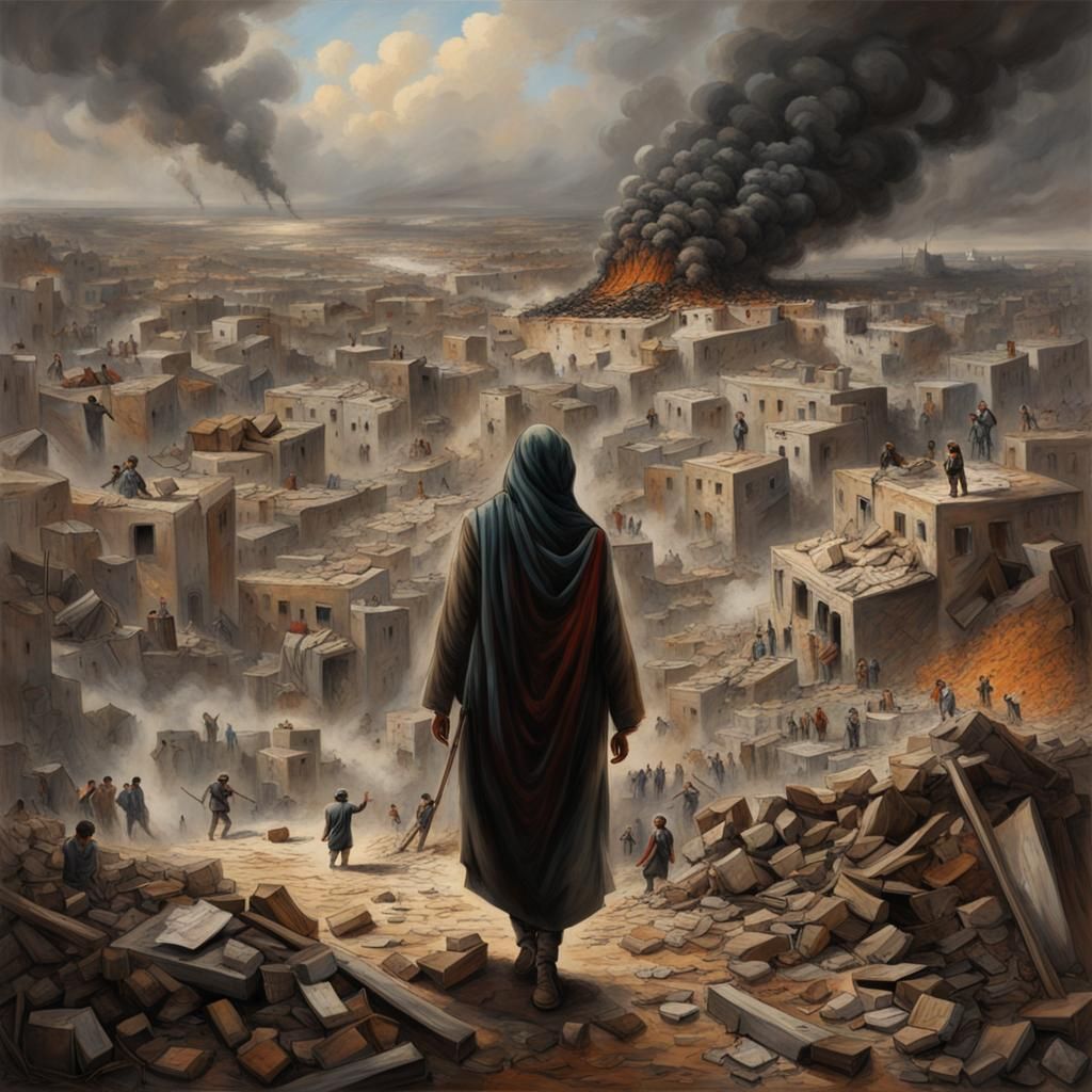 Courageous People Battle for Justice: Dark Fantasy Art