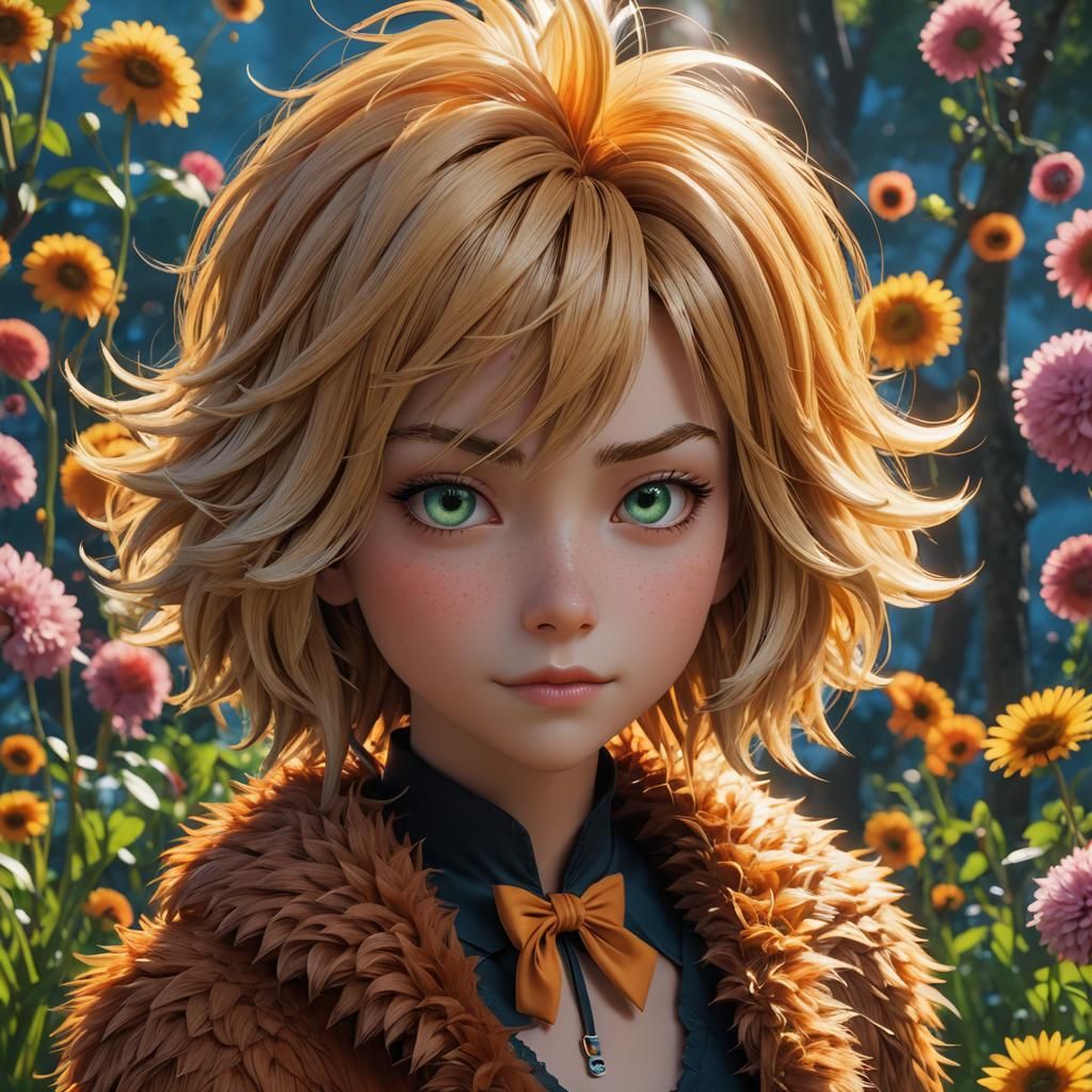 Anime Lorax with Exaggerated Features in 3D