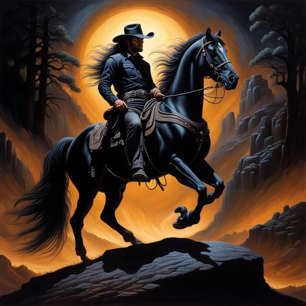 An outlaw on his horse