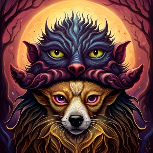 Cute Vampire Monster with Pet in Fantasycore Style