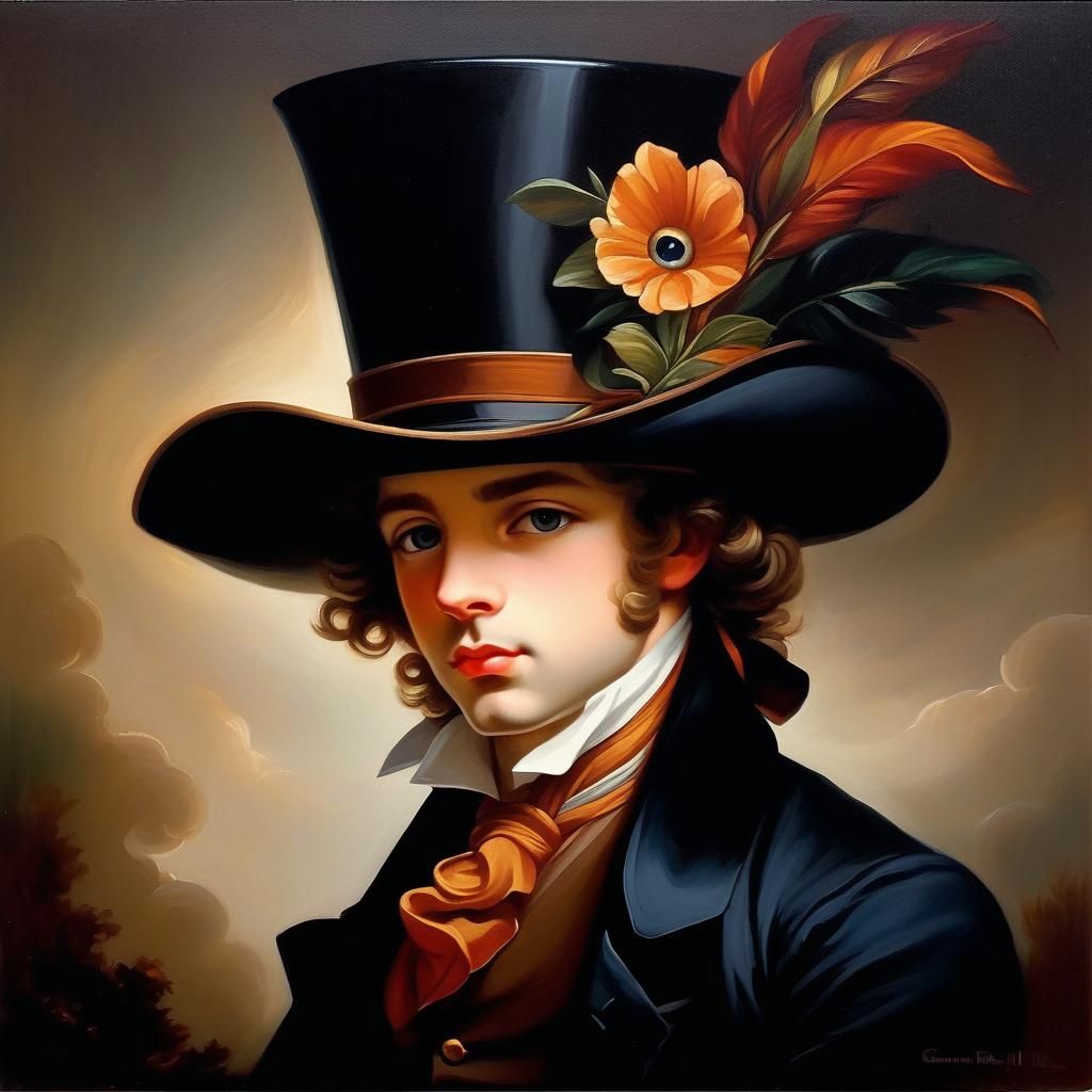 Man in Large Hat: Neoclassical Chibi Acrylic Art