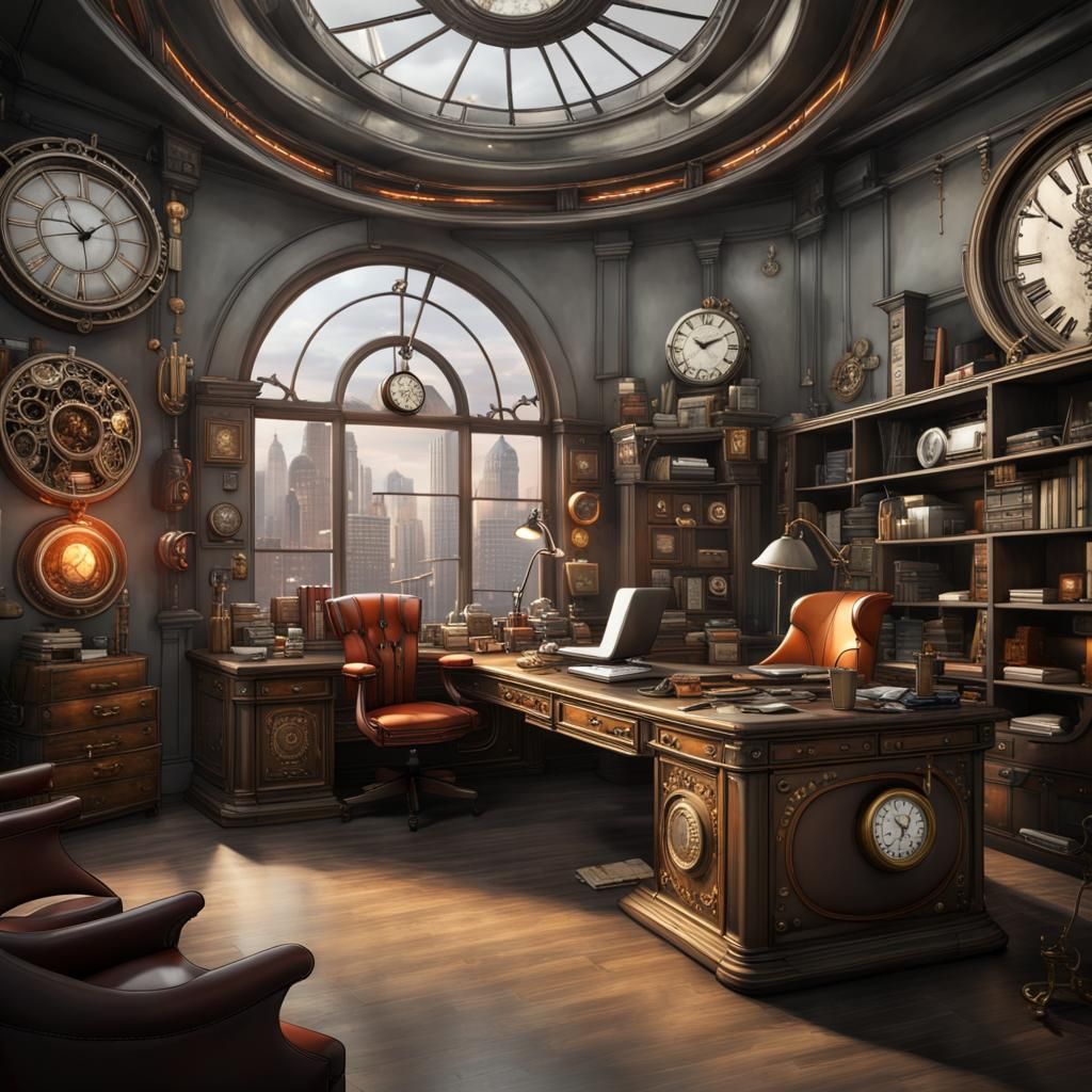 Steampunk Bank Office with Intricate Details