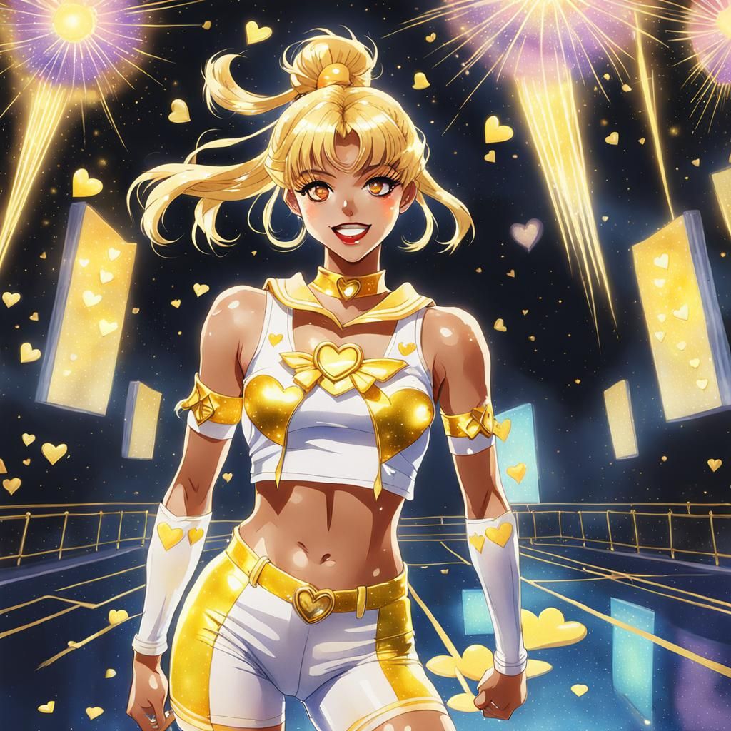 Glittering Anime Sailor Scout in Watercolor Style