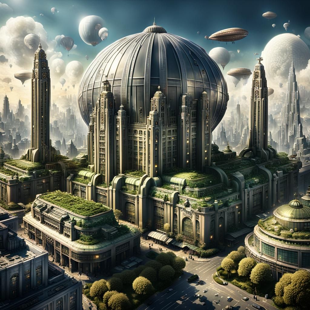 Art Deco Metropolis with Rooftop Gardens