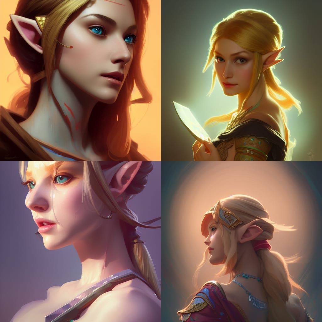 Zelda Portrait in Hyperdetailed Fantasy Art Style