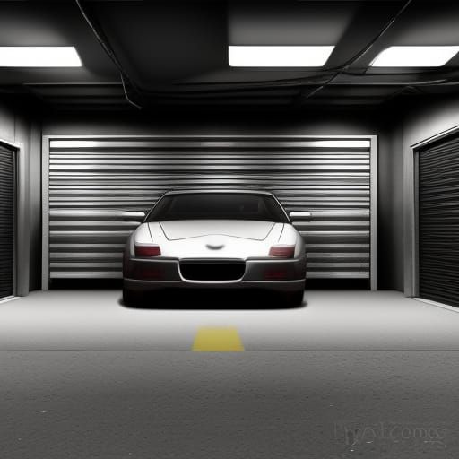 Hyperrealistic Car Garage in Splash Art Style