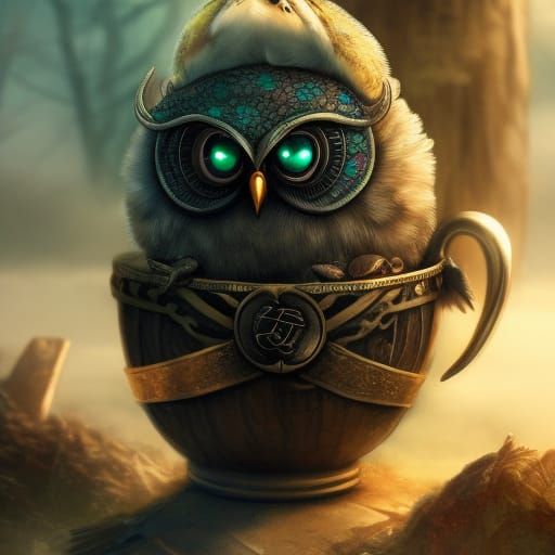 Chibi Nordic Owl on Treasure Hoard