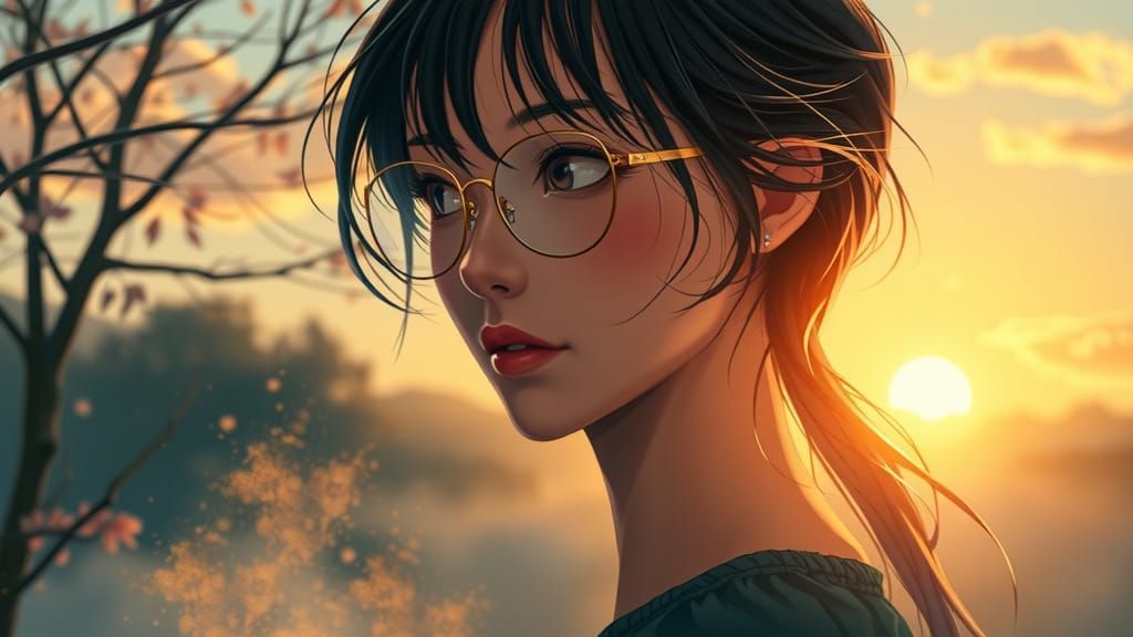 Manhwa-Inspired Double Exposure Portrait in Ethereal Fantasy...