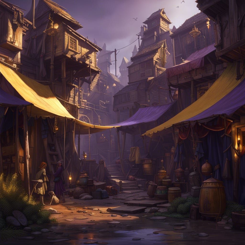 Classical Shantytown in Dark Fantasy Concept Art