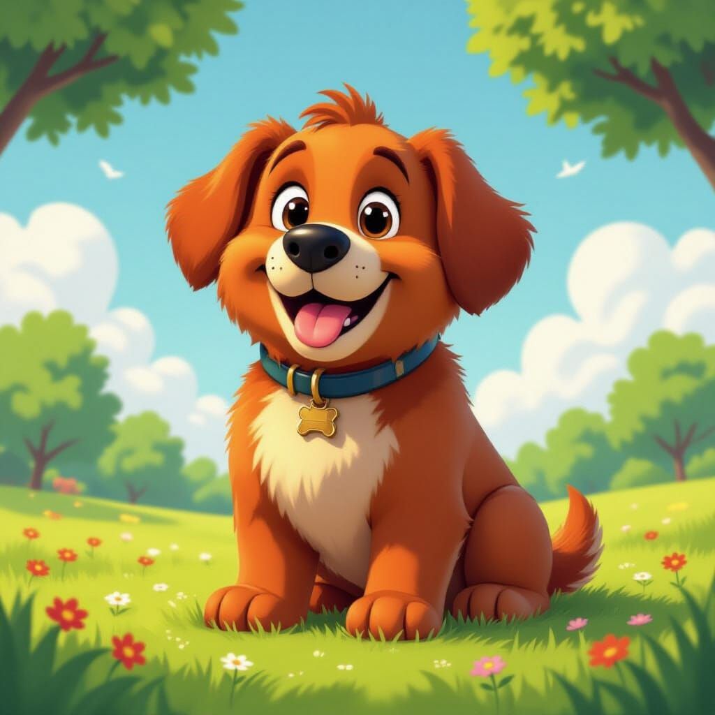 Clifford the Big Red Dog in a Cheerful Digital Painting