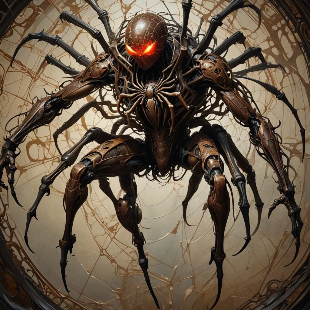 Biomechanical Spider Transformation in Hyper-Realistic Digit...