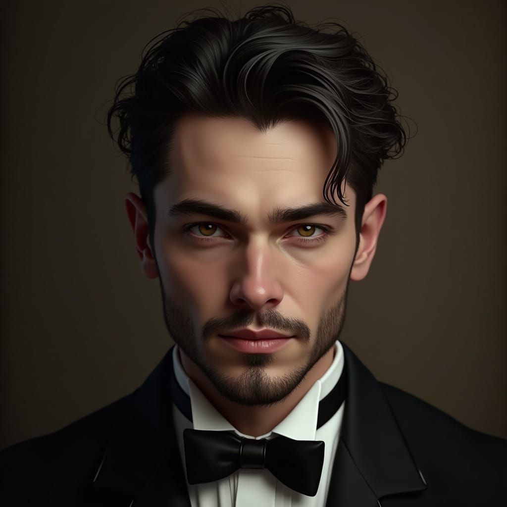 Elegant Gentleman in Black Tuxedo