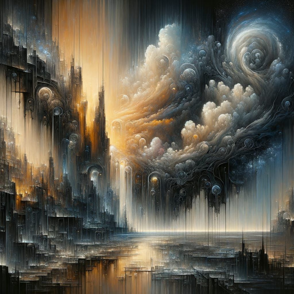 Surreal 'Breathable Darkness' Oil Painting