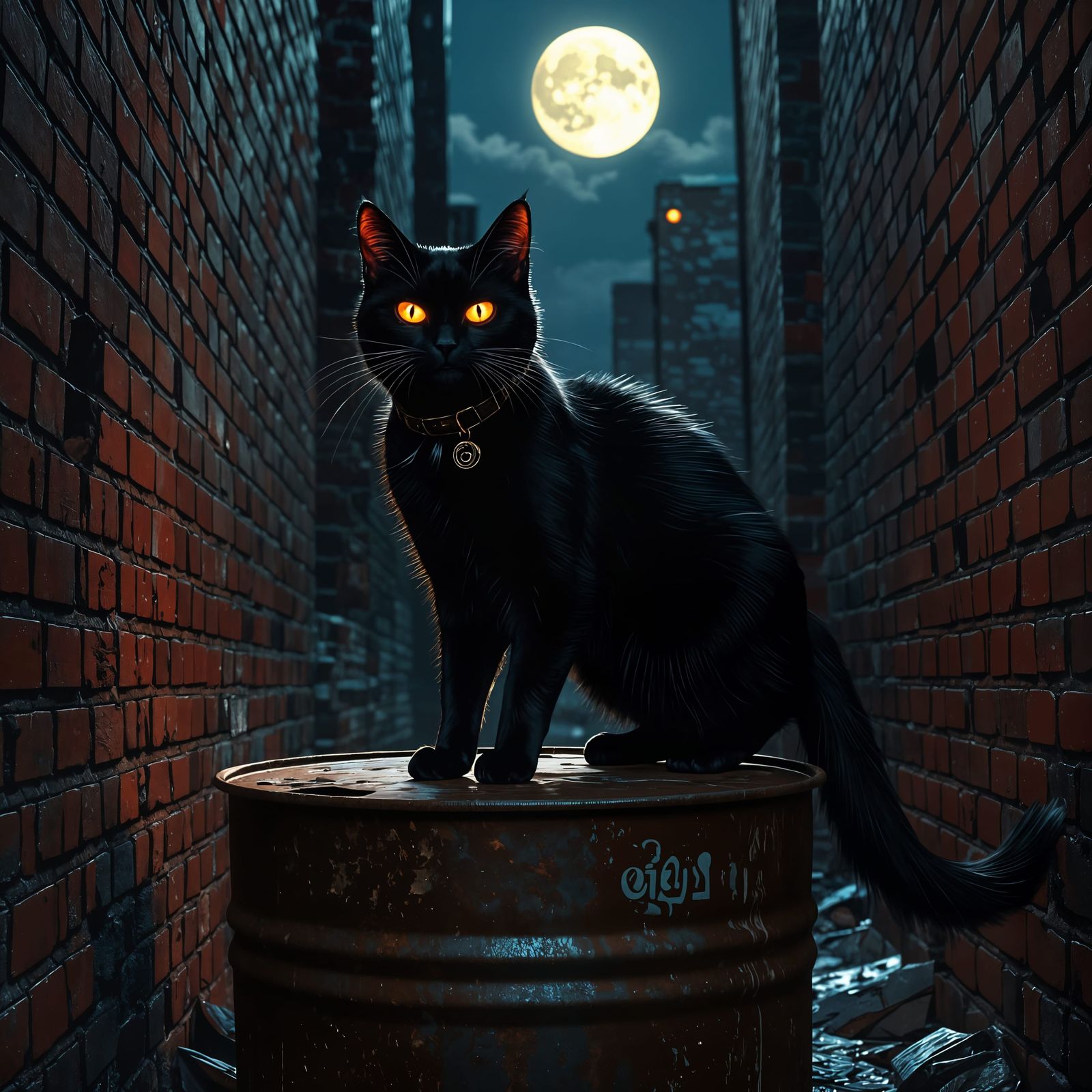 Fierce Alley Cat in Baroque Chiaroscuro