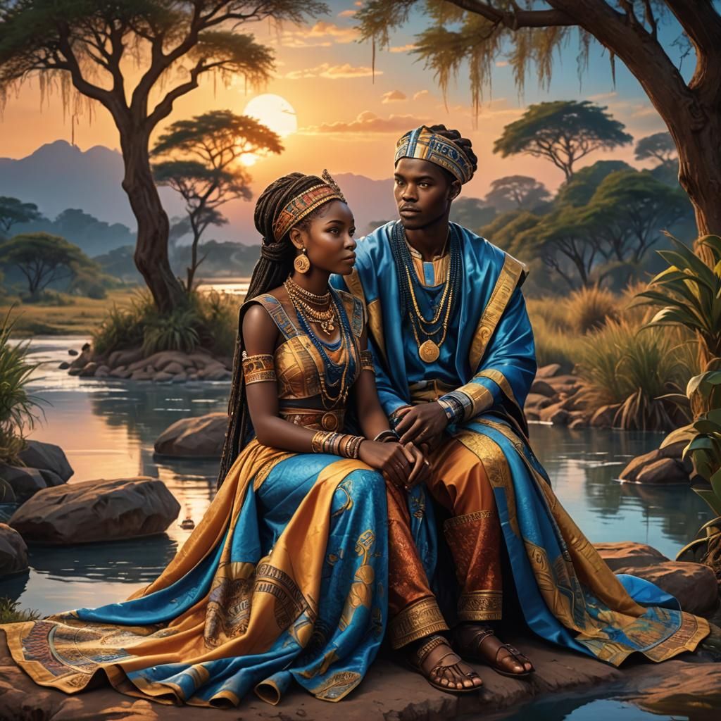 African Royalty in Traditional Afrofuturism Concept Art