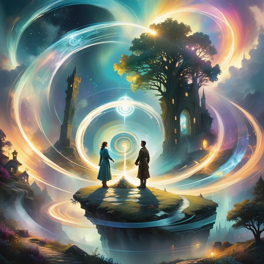 Crossroads of Time: Fantasy Illustration in Splash Art Style