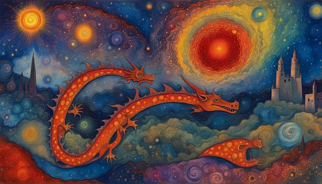 Dragon in Vibrant Pop Art Star Stream