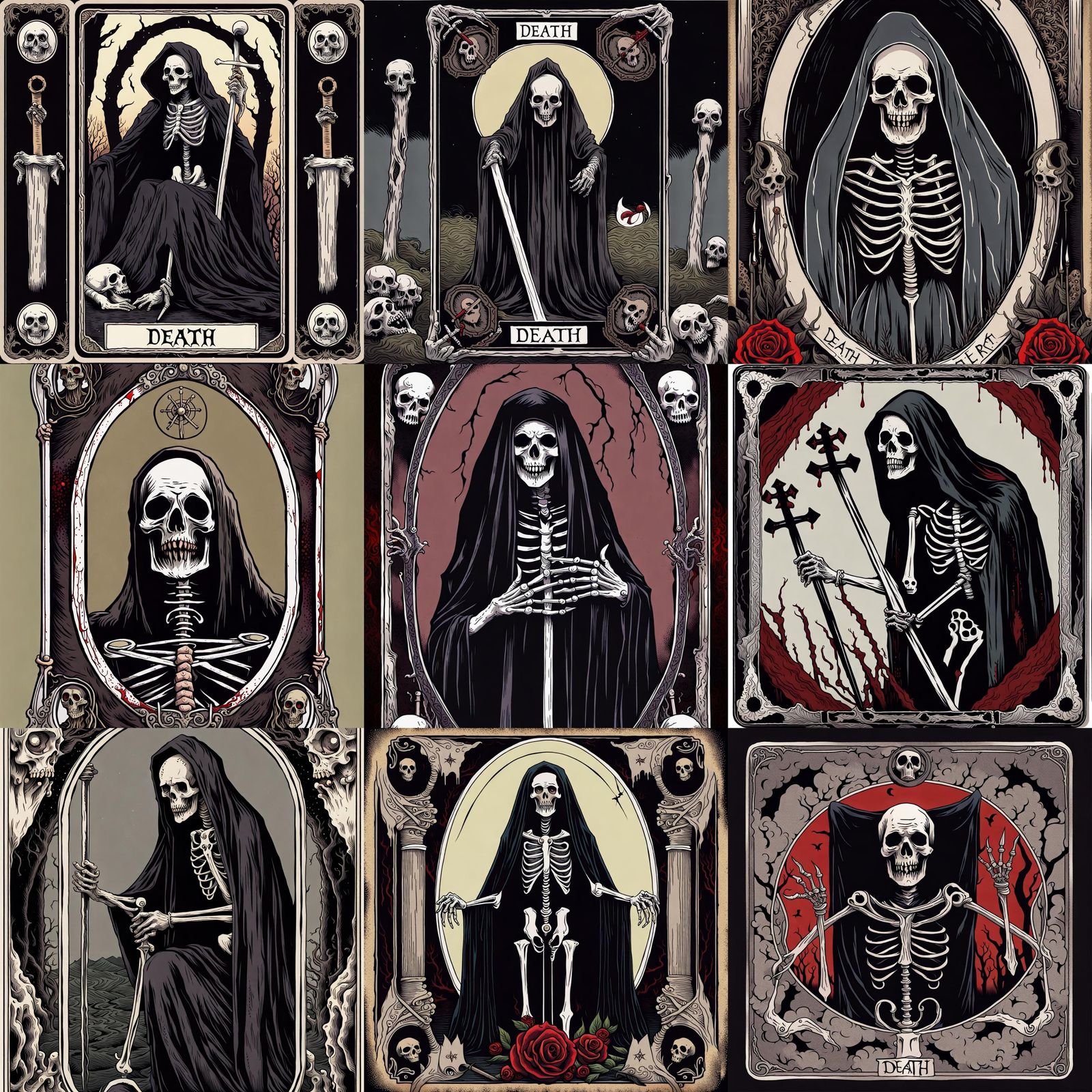 Horror Death Tarot Card Illustration