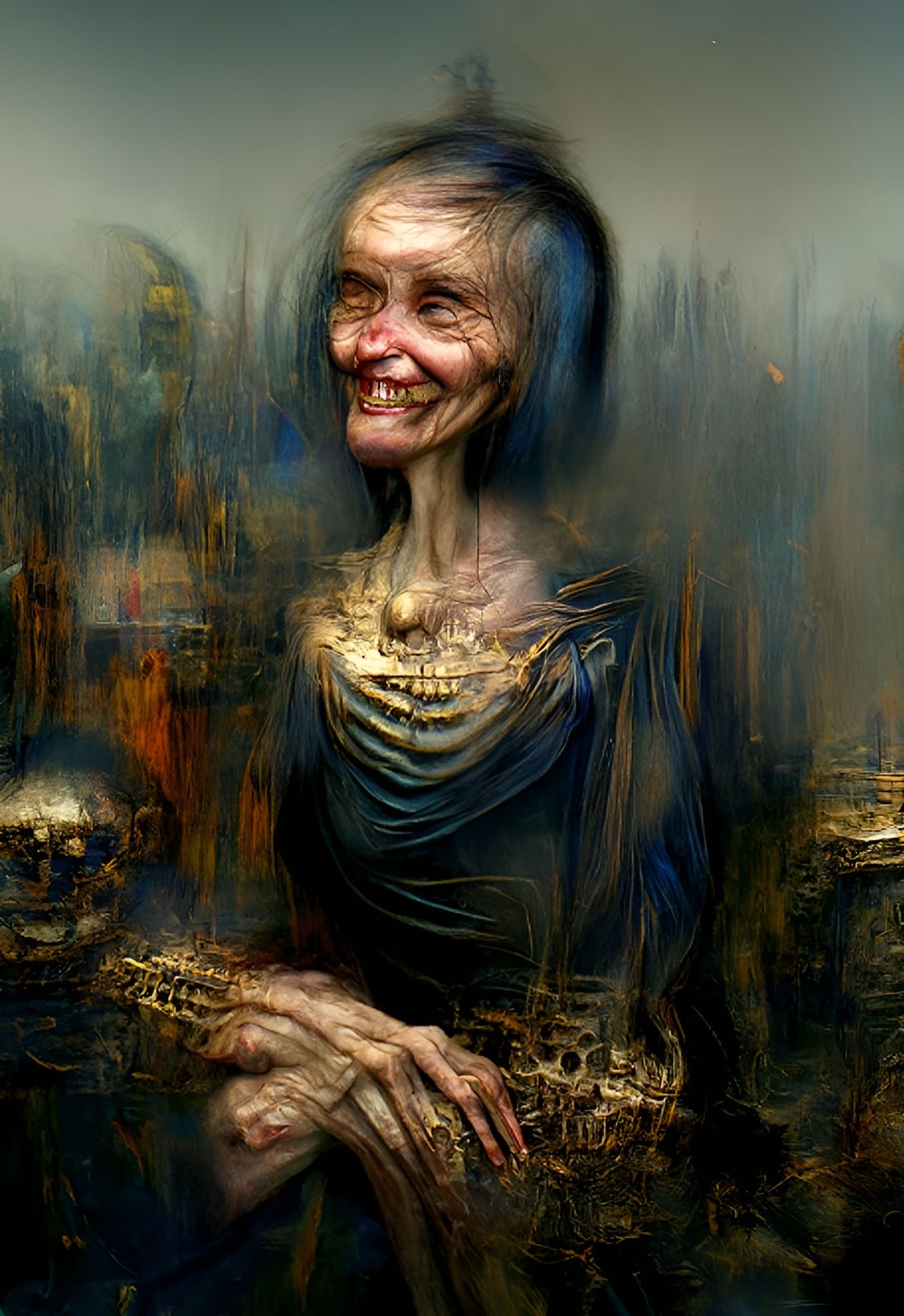 Sinister Undead Woman with Enigmatic Smile