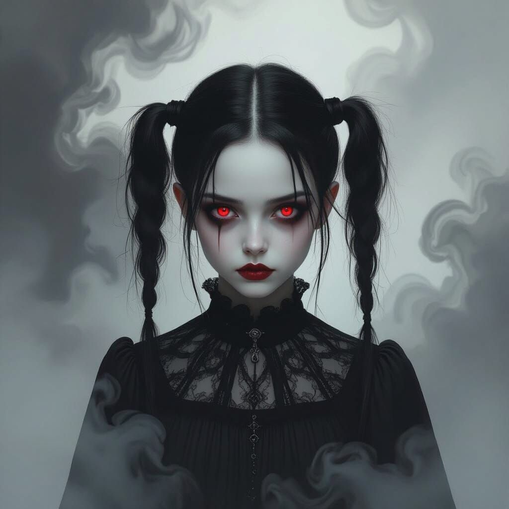 Gothic Digital Painting of Ethereal Teenage Girl