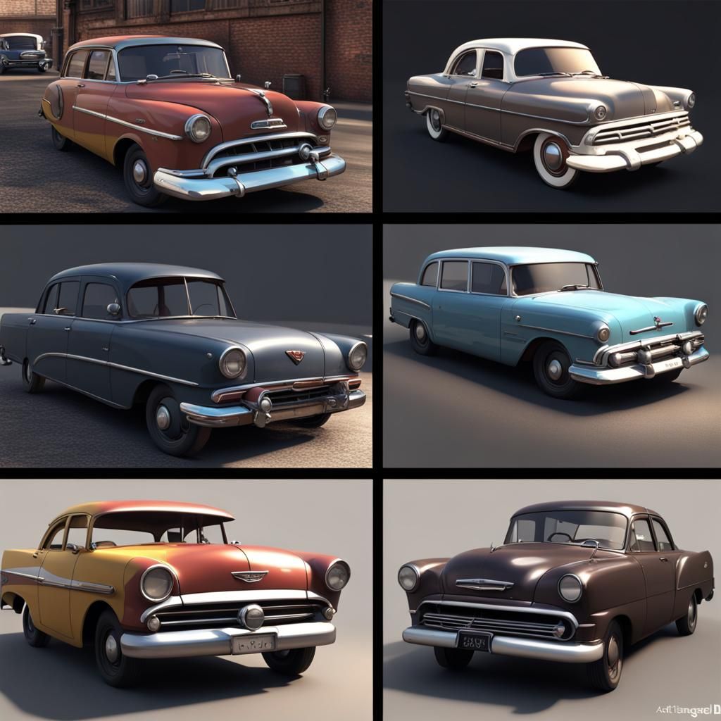Vintage Cars in 3D Shading
