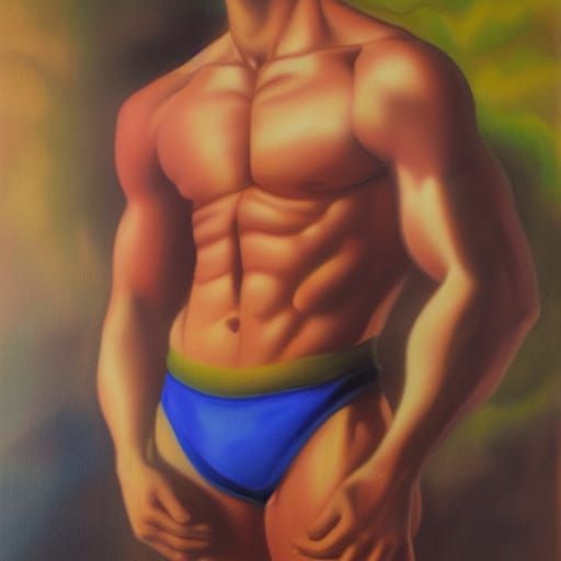 Muscular Male Model in Studio Ghibli Style