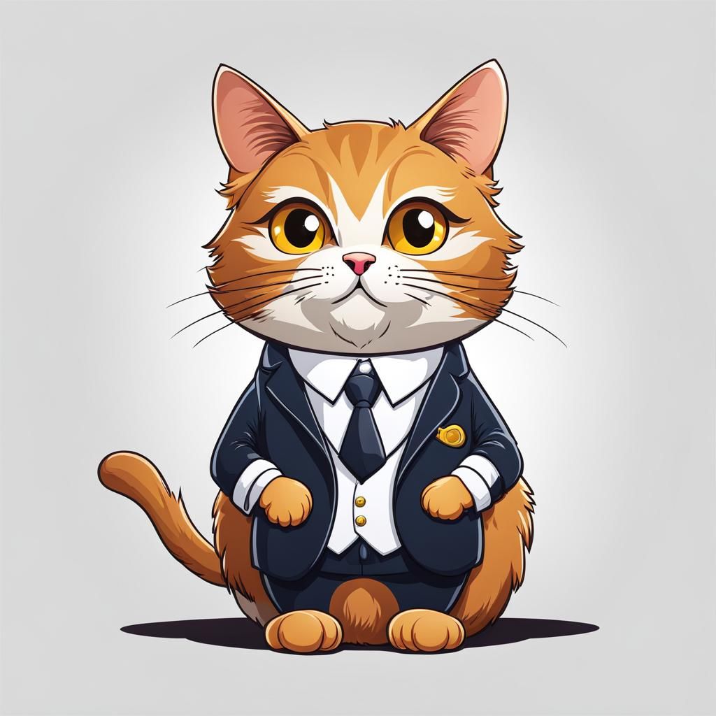 Cartoon Cat Caricature with Prideful Attitude