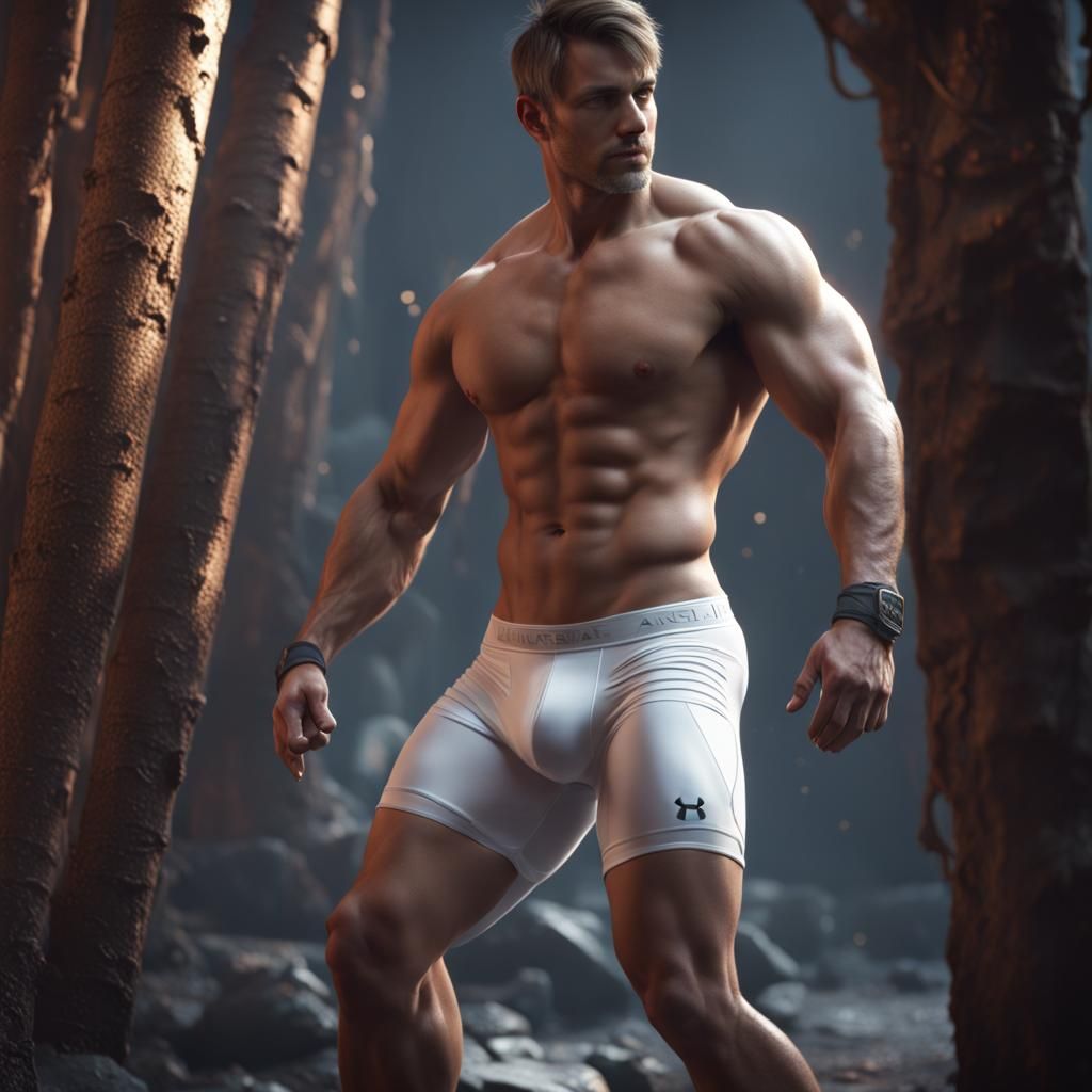 Man in Under Armour Underwear: Detailed Matte Painting