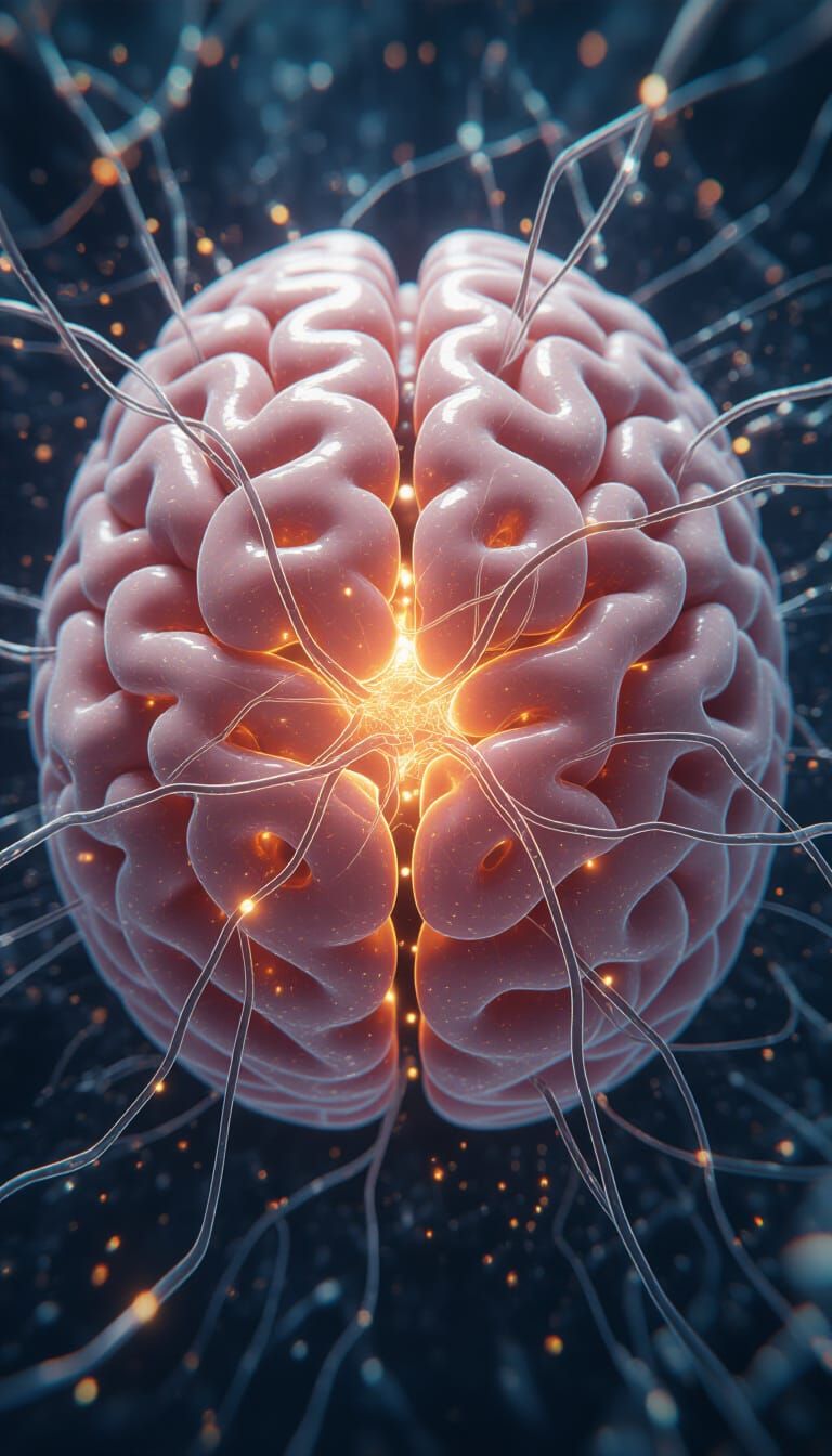 Pulsating Brain Close-Up in Cinematic Style