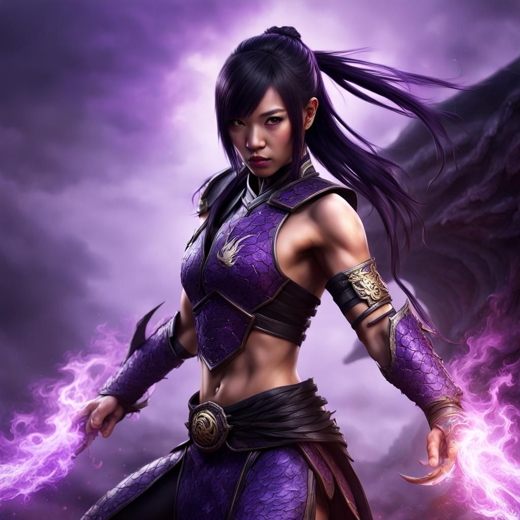 Dragon Armor: Asian Warrior Girl in Mortal Kombat Style