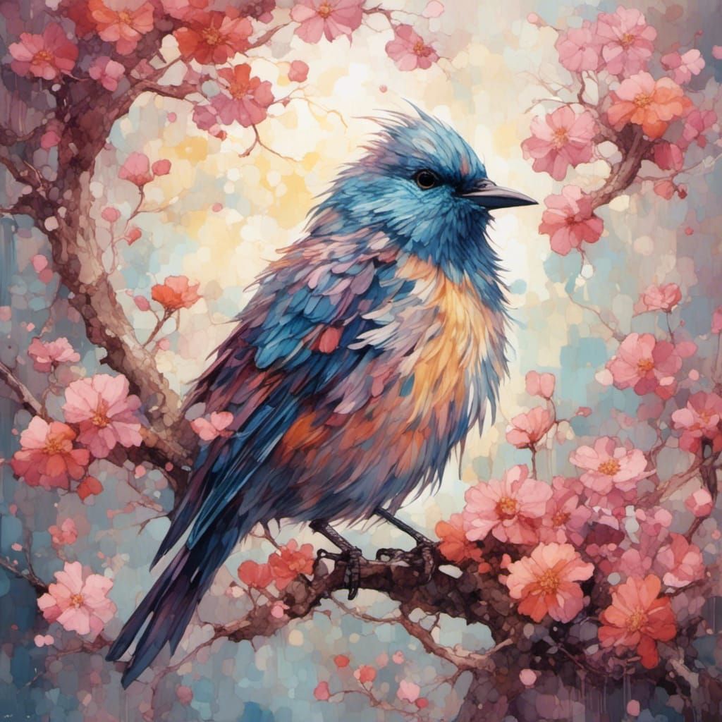 Painterly Bird in Flight