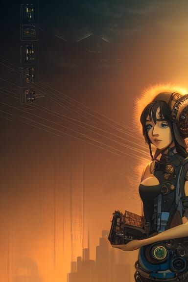Cyberpunk Woman Portrait in Dystopian City