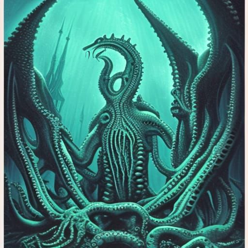 Dagon Rises: A Lovecraftian Horror Scene