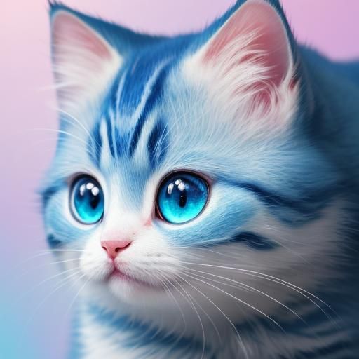 Cute Kitten Eats Fish: Moe Anime Portrait