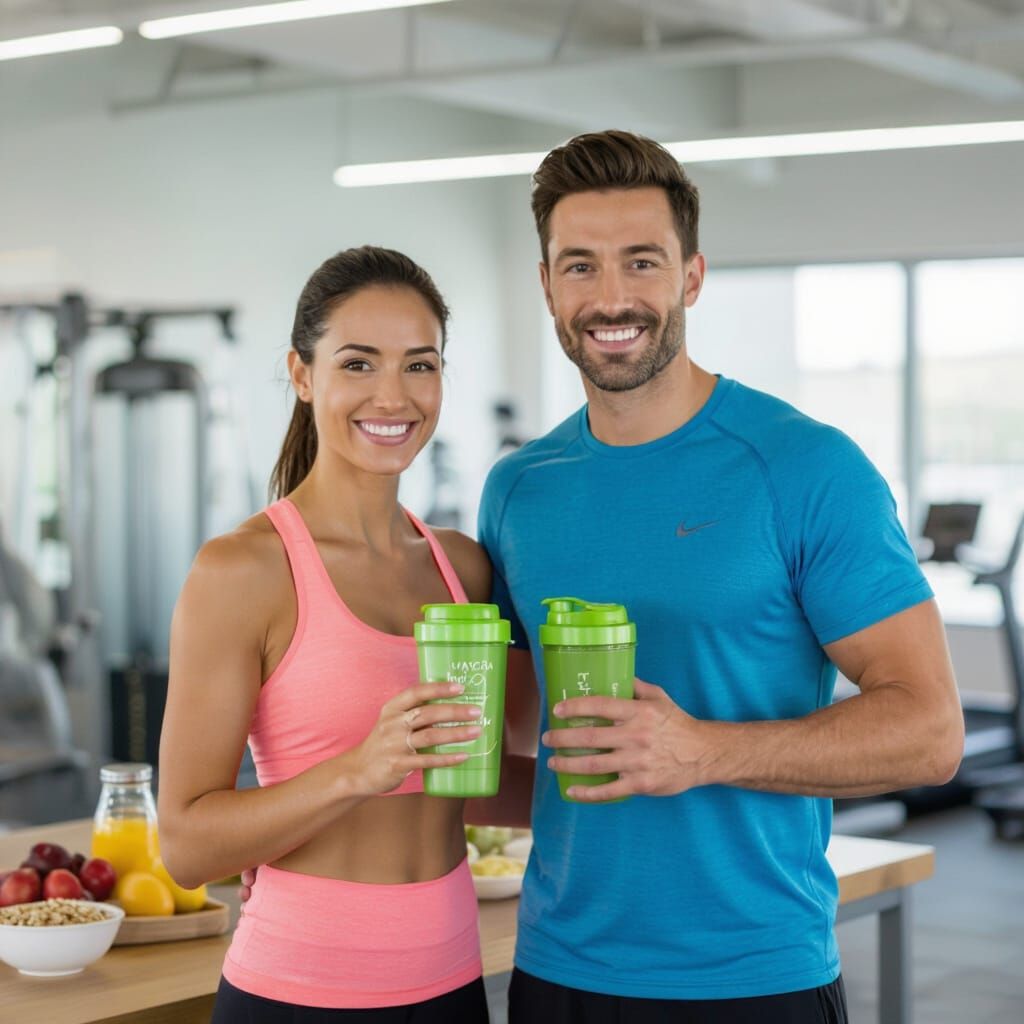 Fitness Ad Featuring Smiling Couple with Matcha Slim