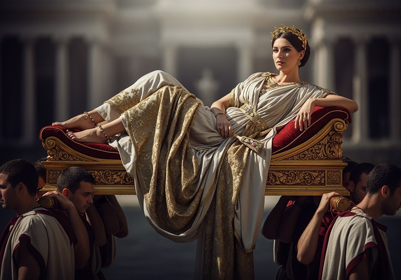 Roman Empress on Gold Litter in Leibovitz Style