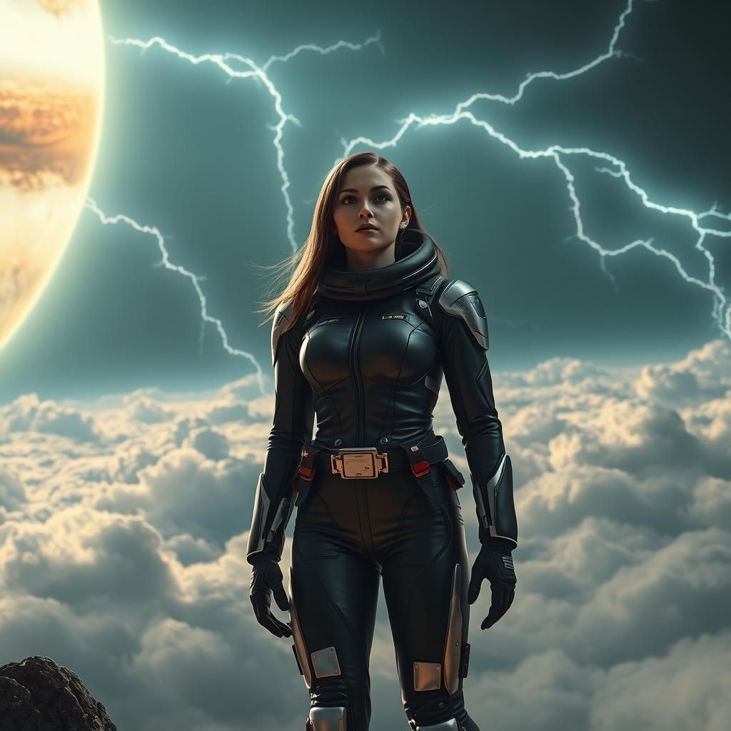 Woman on Jupiter in Sci-Fi Style