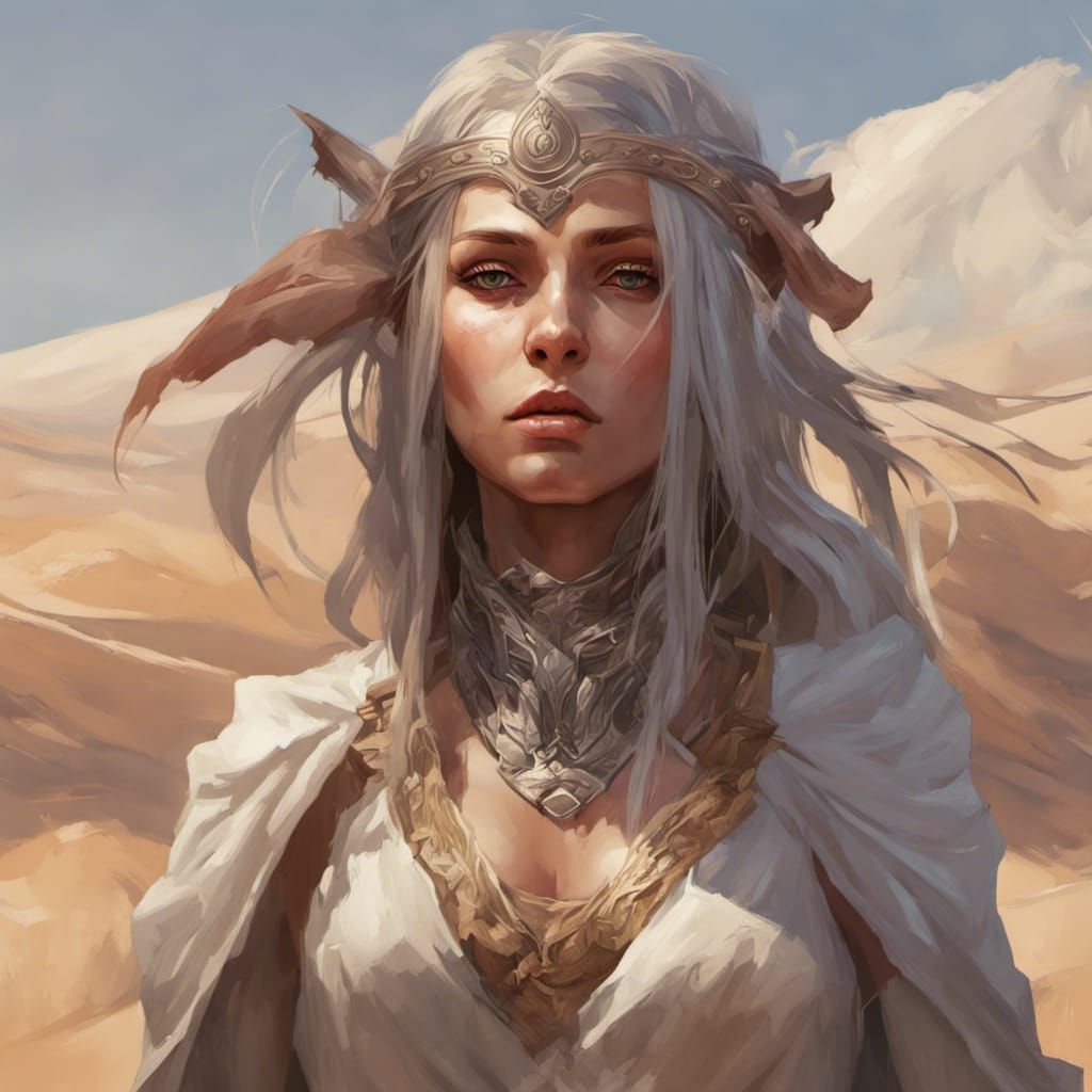 Desert Elf Portrait in Hyperdetailed Style