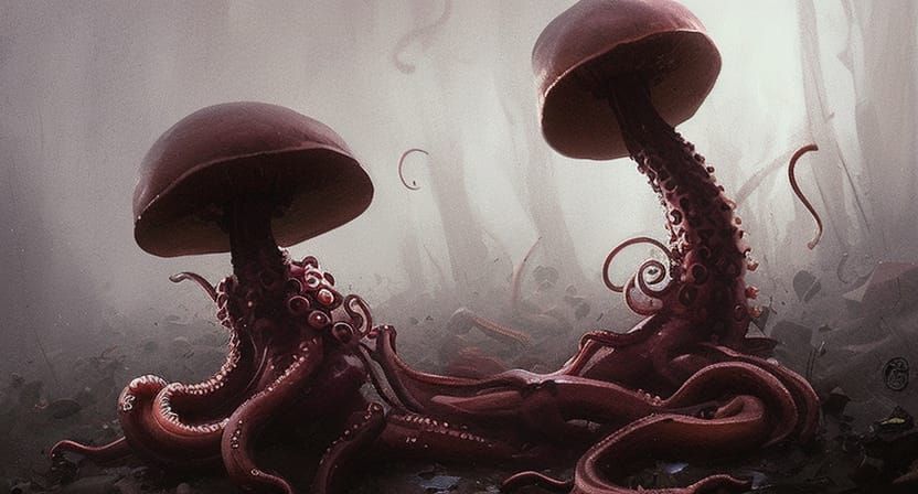 Sinister Mushroom Monster with Tentacles