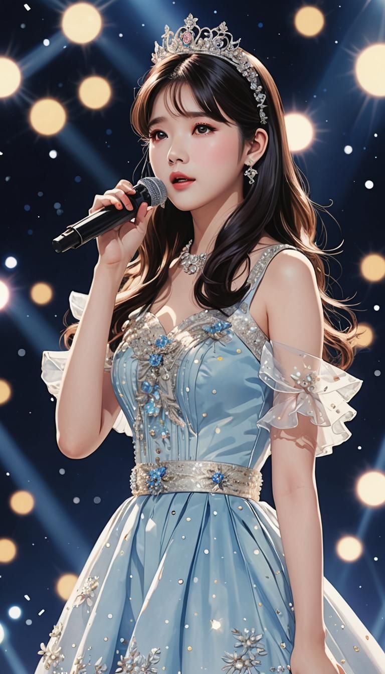 K-Pop Star IU in 80s Anime Style