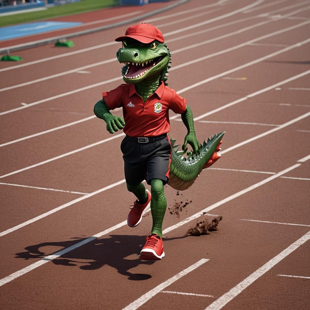 Anthropomorphic Crocodile Runner at the Olympics