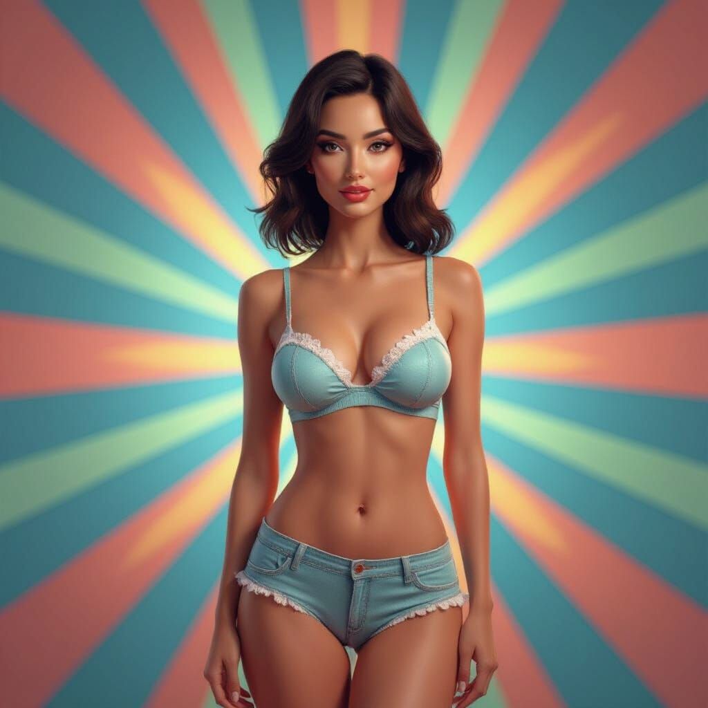 Elegant Woman Posing with Vibrant Gradient Background