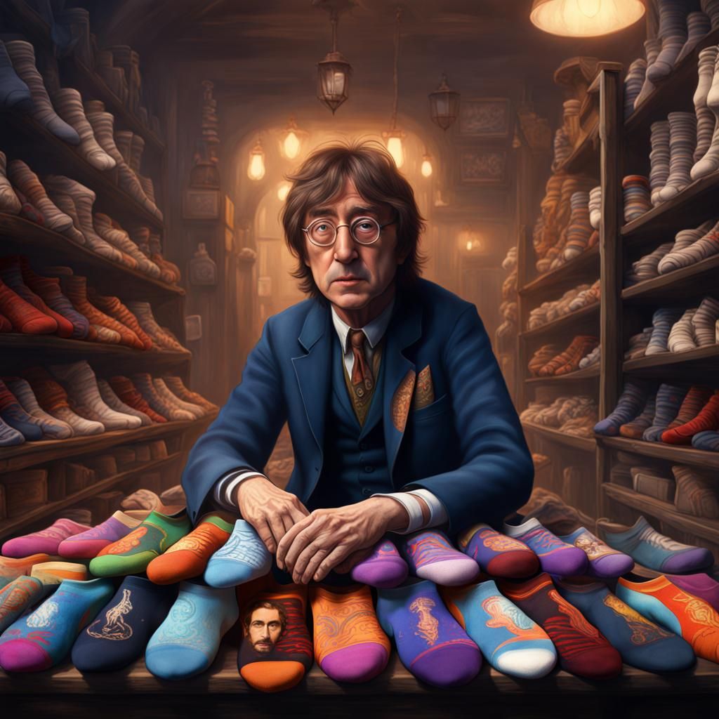 John Lennon: The Socks Seller, Detailed Matte Painting