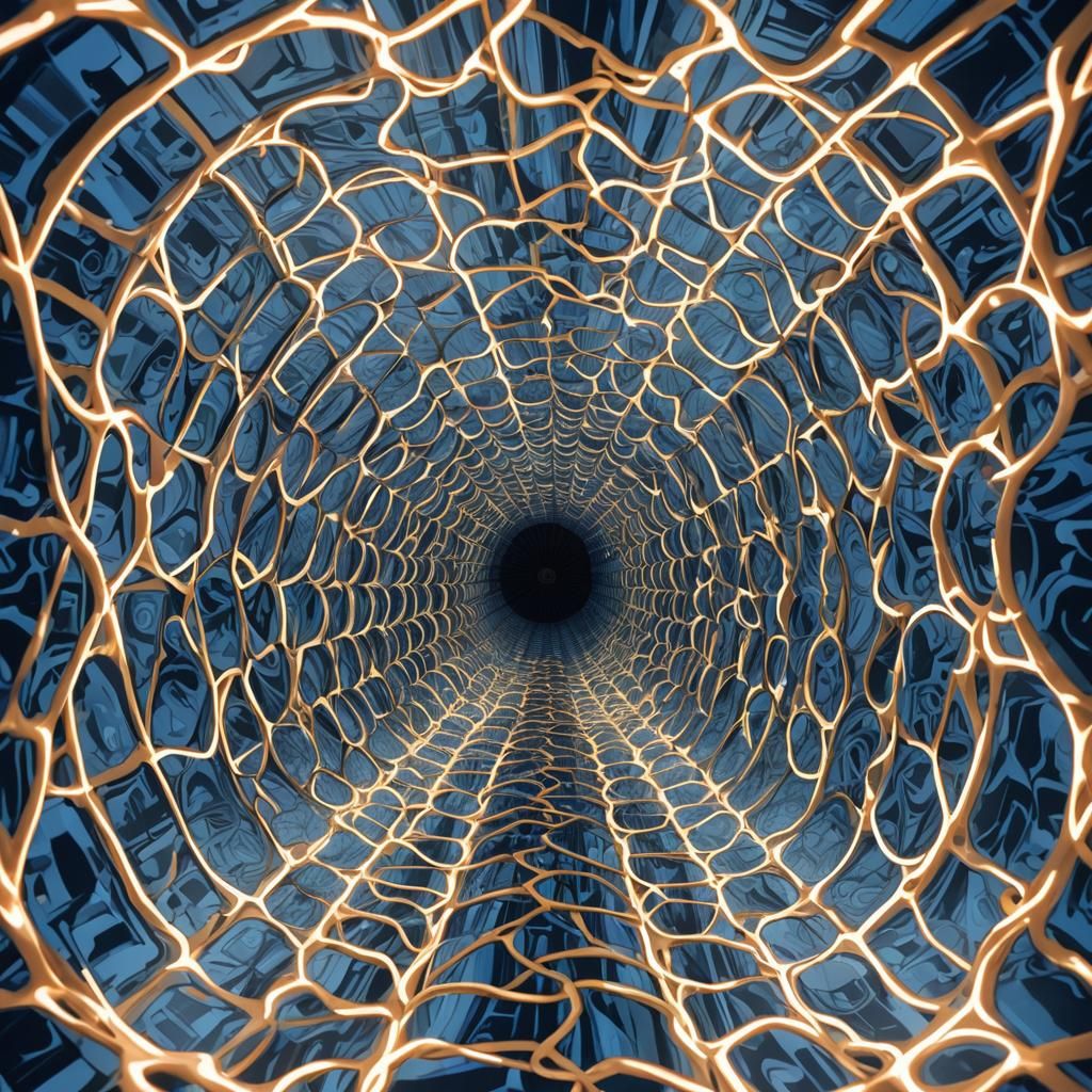 Mesmerizing Elastic Reality: Blue Tunnel Effect