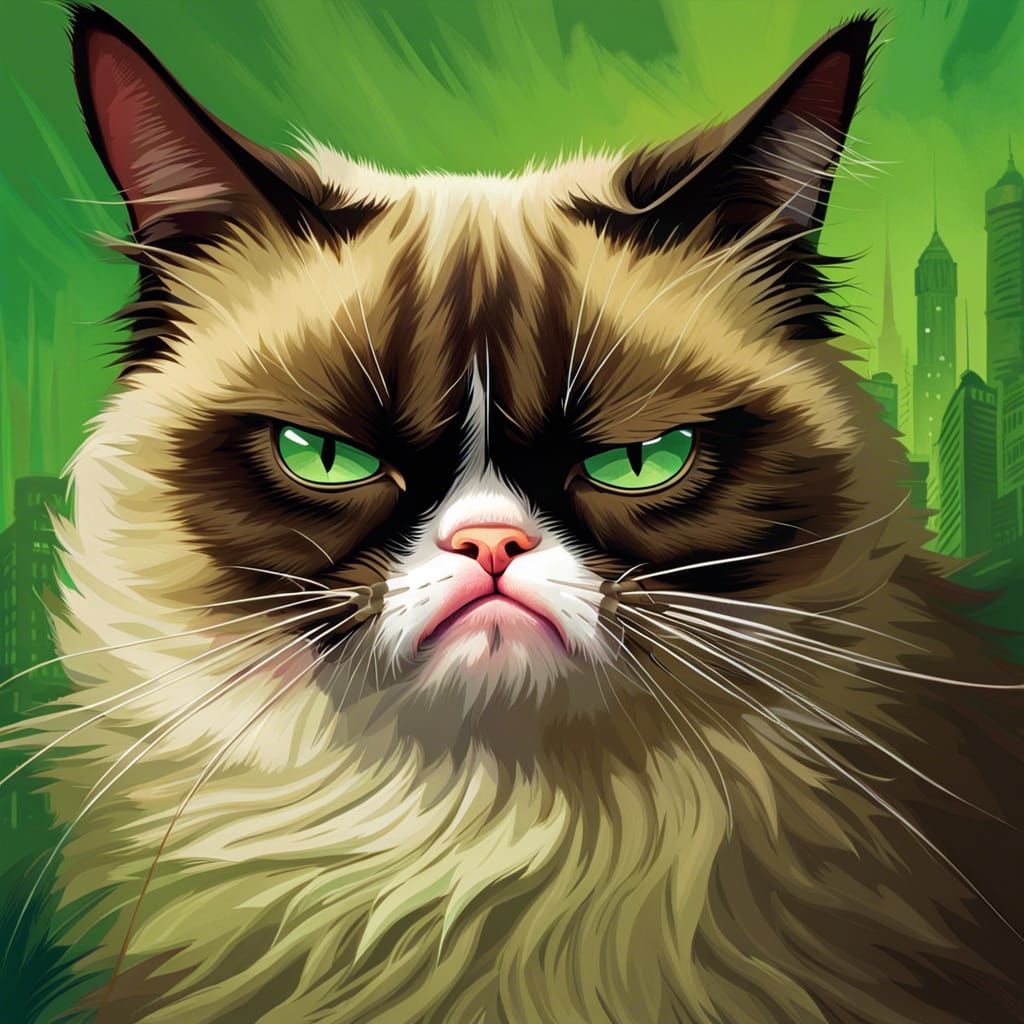 Grumpy Cat Digital Painting of an Internet Icon