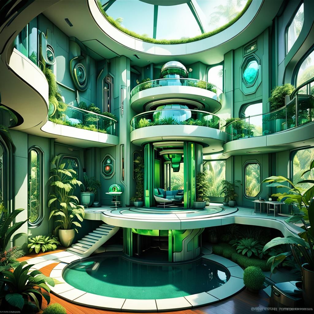 Futuristic Art Deco Cybertronian Home Interior
