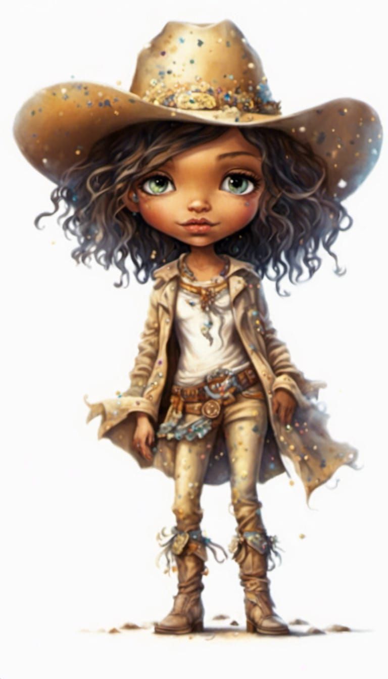 Cowgirl in Desert Confetti Storm Earth Art